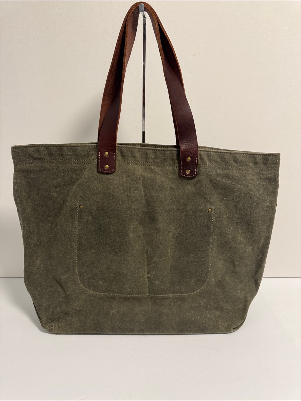 L.L Bean Signature Canvas Leather Tote Water Resistant Rugged Waxed Weathered